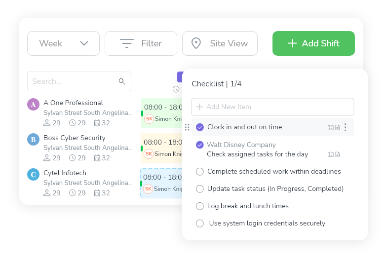 Task Assignment per Shift
